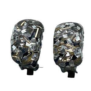 Vintage Silver and Gold Mosaic Earrings